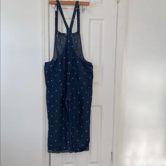 Aerie Denim Floral Romper Overall | 100% Cotton | Women’s L - Picture 7 of 11